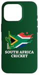 Coque pour iPhone 16 Pro Couleurs du drapeau sud-africain Cricket Afrique du Sud