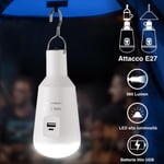 Ampoule à batterie USB E27, lampe de Camping d'urgence avec Powerbank