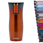 Contigo West Loop Autoseal Travel, Thermique en acier inoxydable, Fiole à vide, Gobelet étanche, Tasse à café avec couvercle facile à nettoyer sans BPA, Mandarine, 470 ml