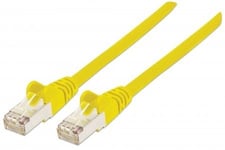 Intellinet Network Patch Cable, Cat7 Cable/Cat6A Plugs, 0.25m, Yellow, Copper, S/FTP, LSOH / LSZH, PVC, RJ45, Gold Plated Contacts, Snagless, Booted, Lifetime Warranty, Polybag - Cordon de...