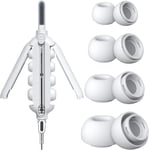 4 Paires Remplacement des Embout pour AirPods Pro/2 et Kit Nettoyage, Stylo de Nettoyeur 5-en-1 avec Tissu de Polissage, Embout en Silicone avec Trous de Réduction du Bruit (XS/S/M/L)