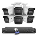 Annke - H800 PoE Kit de Surveillance Extérieur Filaire, 8MP 4K 8CH H.265+ NVR(1TB HDD),6 Caméra de Sécurité Bullet avec Enregistrement Audio,IP67