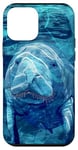 Coque pour iPhone 12 mini Save The Manatee Crystal River FL Bleu abstrait rayé