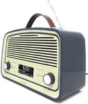 Dab-38 Retro Dab/Dab+ Radio-Reveil Numerique Et Fm Portable-Alimentation Par Piles Et Secteur Avec Ecran 2,4""-Gris Brillant