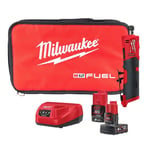 Milwaukee M12 FUEL FDGS-422B 12v Straight Die Grinder Inc 1x 2.0 & 1x 4.0Ah