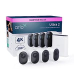 Arlo Ultra 2 4K + Batterie supplémentair + SmartHub, Caméra de Surveillance WiFi Extérieure sans Fil, Autonomie de 6 Mois, Vision Nocturne en Couleur, Essai Secure Inclus, 4 Caméras Blanc