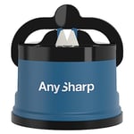 AnySharp Aiguiseur de Couteaux, Sécurité Mains Libres, Ventouse PowerGrip, Aiguise en Toute Sécurité Tous les Couteaux de Cuisine, Idéal pour l'Acier Trempé & Dentelé | Le Meilleur au Monde | Bleu