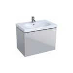 Meuble bas pour lavabo Geberit Acanto,avec un tiroir, un tiroir à l'anglaise et siphon: Largeur 74cm, Hauteur 53.5cm, Profondeur 47.5cm, sable gris /