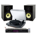 Enceintes Hifi Mash Saphir 6, 2x100W, Ampli STEREO - 2x50W, USB SD BT FM - Platine Muse MT-105B vinyle 33/45 tours, Port USB