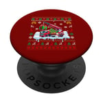 Santa Carrying Christmas Tree On Crane Truck Driver Sweater PopSockets Adhesive PopGrip