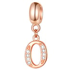 Rose Gold Letter O Charms Alphabet Beads –925 Sterling Silver Initial O Dangle CZ Birthstone Necklace Pendant, fits Pandora Charm Bracelets, for October/Grandparents Gifts