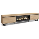 Meuble tv - Banc Télé - Grand espace de Rangement - 267x35x57 cm - tv grand format - Cheminée électrique xxl - Design industriel - Style moderne