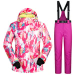 SJIUH ski suit,Snowboarding Suits Brands Winter Women Windproof Waterproof Warm Female Sets Ski Clothing And Snow Pants Outdoor Ski Suits Women,MHPT and Rose Red,L