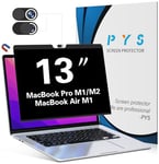 PYS Magnétique Filtre de Confidentialité pour MacBook Air 13 Pouces M1 (2018-2021) / Macbook Pro 13 Pouces (2016-2022, M1, M2)- Film de Protection Anti-espion, Anti-éblouissement, Facile à Installer