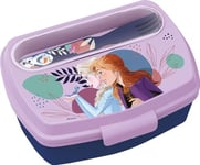 TataWay in viaggio si cresce Disney Sandwich Box bleu clair pour filles en plastique Frozen Elsa Anna et Olaf avec cuillère et fourchette