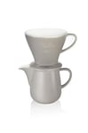 Melitta Pour Over Kit de Filtration Manuelle en Porcelaine, Porte-Filtre & Verseuse, Gris