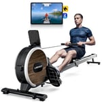 LABGREY Rameur d'Appartement Magnétique, Rameur Musculation, Bluetooth Rowing Machine, Rails Silencieux, Écran LCD, Capacité Maximale 158 kg (R1-Magnétique)