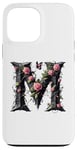 Coque pour iPhone 13 Pro Max Letter M Initial Floral Monogram Rose Pink Flower Butterfly