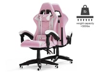 Gaming Chair Office Chair with Lumbar Support Flip Up Arms Headrest Swivel Rolling Adjustable PU Leather Racing Computer Chair