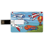 4G USB Flash Drives Credit Card Shape Kids Memory Stick Bank Card Style Airplane Cartoons Toy Planes Jets Helicopter and Hot Air Balloon Aircraft Ship Party Decorations Waterproof Pen Thumb Lovely Ju