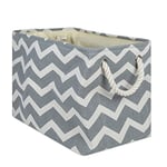 DII Panier de rangement pliable en polyester avec poignées en coton durable, solution de rangement pour bureau, chambre à coucher, placard, jouets et linge, 17,75 x 12 x 15, chevrons gris