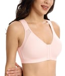 Lemorosy Soutien-Gorge Femme Fermeture Devant Redresse Dos correcteur de Posture Grandes Tailles sans Armatures sans Rembourrage (Rose,105D)