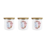 Cherry Blossoms Tea, Coffee & Sugar Canisters Set - Enamel Kitchen Storage Gifts