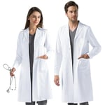 AUYAO Blouse Laboratoire Blouse Blanc Homme Femme Blouse Chimie Laboratoire Blouse Manches Longues Blouse Blanche de Médecin Blouse Blanc Lycée avec Poche et Bouton pour Scientifique Hospital(XL)