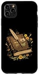 Coque pour iPhone 11 Pro Max Livre ancien avec fleurs et plumes - Green Academia