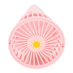 ((Pink)Mini Handheld Fan Cone Shaped Table Top Hanging Neck Cooling Fan Port