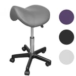 Tabouret ergonomique, selle de cheval à roulettes réglable en hauteur de 49.5 à 68 cm et pivotable à 360° - Gris - Vivezen