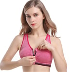 Soutien-gorge de sport pour femme avec fermeture éclair sur le devant - Sans armatures - Dos nageur rembourré amovible - Rose 3XL 95B 95C 95D 100A