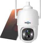 Hiseeu 2K Caméra Surveillance Wifi Exterieure Sans Fil Solaire, 2,4G Wifi Ptz Camera Ip Solaire Exterieur Avec Batterie Détection Humaine Ai Vision Nocturne Couleur Sirène Ip66 Audio Bidirectionnel