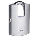 Yale Cadenas en laiton de haute sécurité avec finition chromée Y122B/50/123/1 corps 50mm, arc protégé en acier durci au boro, 3 clés