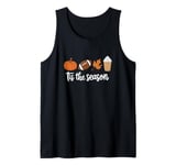 Autumn Pumpkin Spice Latte Tis the Season Fall Leaf Football Tank Top