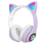 Langaton Bluetooth-kuuloke-Cat Ear LED -pelikuuloke, violetti