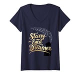 Womens Astronomy Starry Eyed Dreamer Stargazers Inspirational Top V-Neck T-Shirt