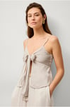 Gina Tricot - Topp Flowy Satin Tie Singlet - Beige