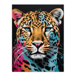 Artery8 Leopard Lounge By Fiona Bryant Cat Head Pop Art Pink Blue Modern Large Wall Art Poster Print Thick Paper 18X24 Inch