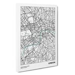 Big Box Art Map London UK Canvas Wall Art Framed Picture Print, 30 x 20 Inch (76 x 50 cm), White, Grey, Grey