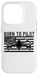 iPhone 14 Pro Born To Pilot Drone Quad Copter American Flag Funny Case