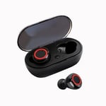 ¿couteurs Bluetooth 5.0 Casque sans fil Mini casque st¿r¿o sans fil Casque intra-auriculaire a commande tactile S¿lectionnez des chansons pour tous les t¿l¿phones-Noir-Rouge_XINENGJI