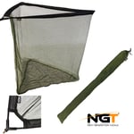 36 INCH GREEN CARP FISHING LANDING NET IN STINK BAG + METAL V BLOCK NGT TACKLE