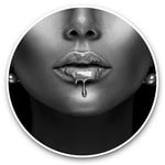 2 x Vinyl Stickers 7.5cm (bw) - Gold Paint Drip Lips Lipstick Art  #42968