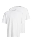 JACK & JONES Jjebradley Lot de 2 t-Shirts à col Rond, Blanc/Paquet : Blanc, L Homme