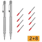 Ccykxa - Pointe a Tracer Metal, 2 Pièces Stylo à Tracer de Poche avec 8 Pointes de Stylet, Stylo à Tracer avec Aimant avec Moletage Antidérapant,