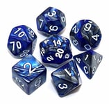 DND Dice Blue Mix Silver D&D Polyhedral Dice Set for Dungeon and Dragons MTG RPG Dice 7-Die Set D20 D12 D10 D% D8 D6 D4