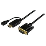 StarTech.com HDMI to VGA Cable - 3 ft / 1m - 1080p - 1920 x 1200 - Active HDMI Cable - Monitor Cable - Computer Cable (HD2VGAMM3), Black