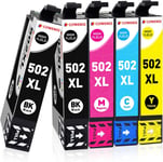 502 XL Cartouches d'encre compatibles Epson 502XL Multipack pour imprimante Expression Home XP-5100 XP-5105 XP-5150 XP-5155 WorkForce WF-2860 WF-2865 WF-2880 WF-2885 DWF,lot de 5(2BK,1C,(Q1642)