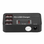 5-porttinen USB-latausasema 3 USB A 2 USB C 48W Mini-USB-laturi, jossa 2 PD 20W -porttia useille laitteille 100-240V EU-pistoke